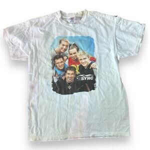 Vintage 90s NSync Band T Shirt White World Tour Delta